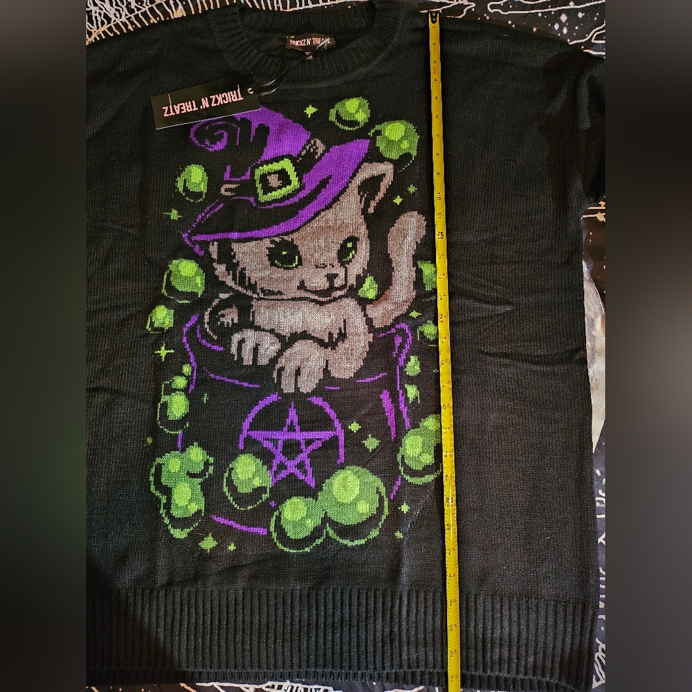 Trickz N' Treatz Witchy Kitten Sweater - Picture 8 of 13